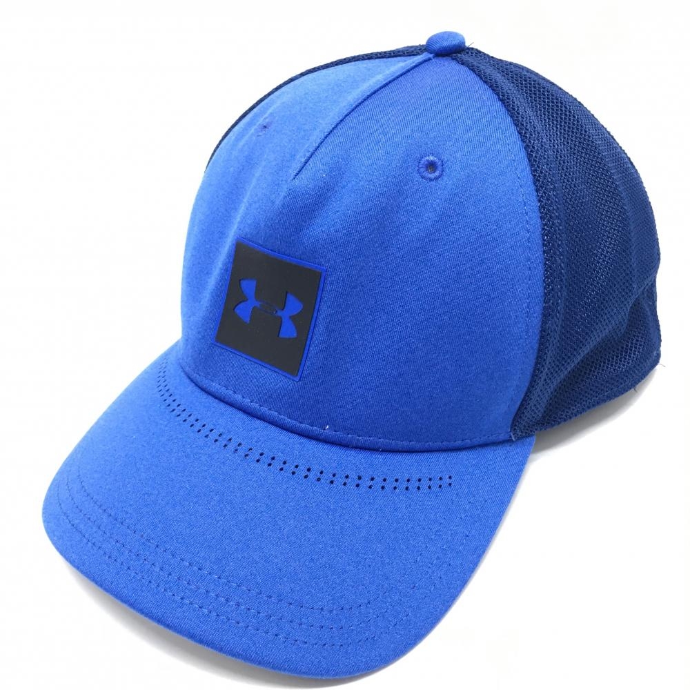 【美品】アンダーアーマー メッシュキャップ ブルー ロゴ黒  ゴルフウェア UNDER ARMOUR