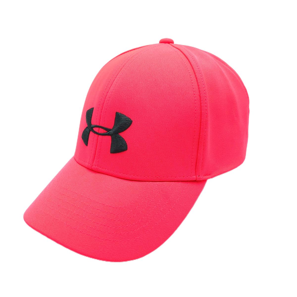 【美品】アンダーアーマー キャップ 蛍光ピンク×グレー ロゴ刺しゅう    ゴルフウェア UNDER ARMOUR