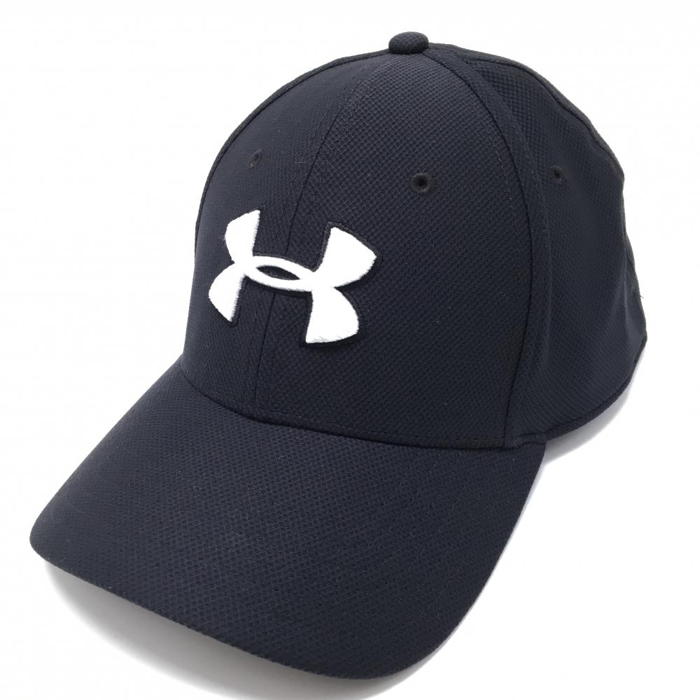 【美品】アンダーアーマー キャップ 黒×白 立体ロゴ刺しゅう  L/XL   ゴルフウェア UNDER ARMOUR