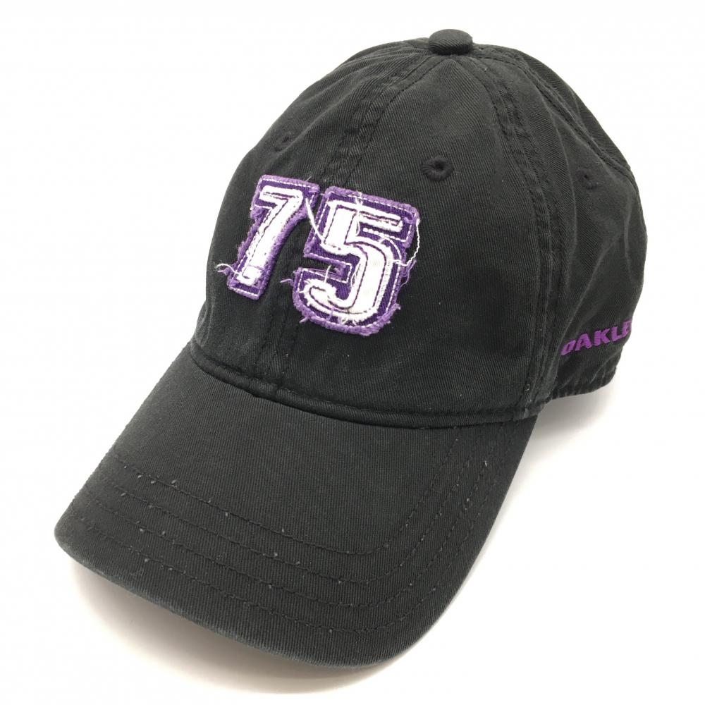 オークリー キャップ 黒×パープル ナンバーワッペン ゴルフウェア Oakley