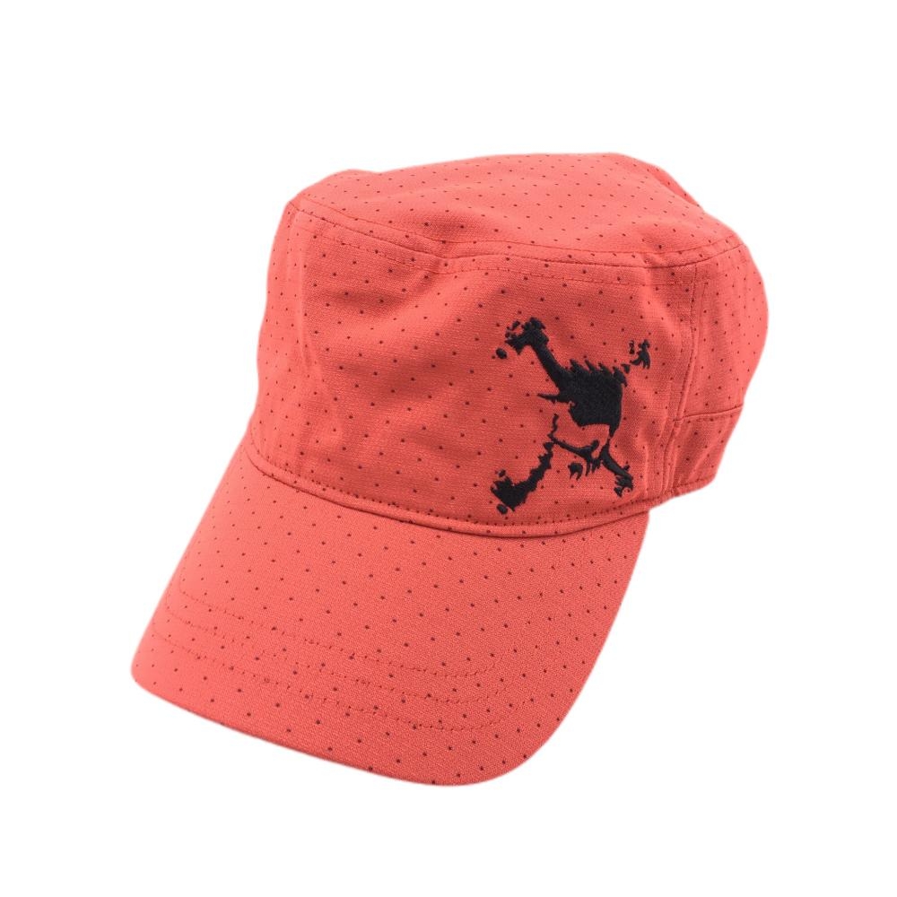 【超美品】オークリー ワークキャップ ピンクオレンジ×黒 ドット総柄 ロゴ刺しゅう  表記なし ゴルフウェア Oakley 画像