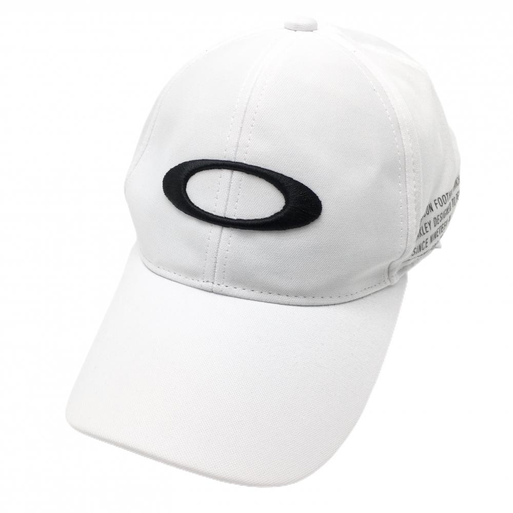 【美品】オークリー キャップ 白×黒 ビッグロゴ刺しゅう   ゴルフウェア 2024年モデル Oakley
