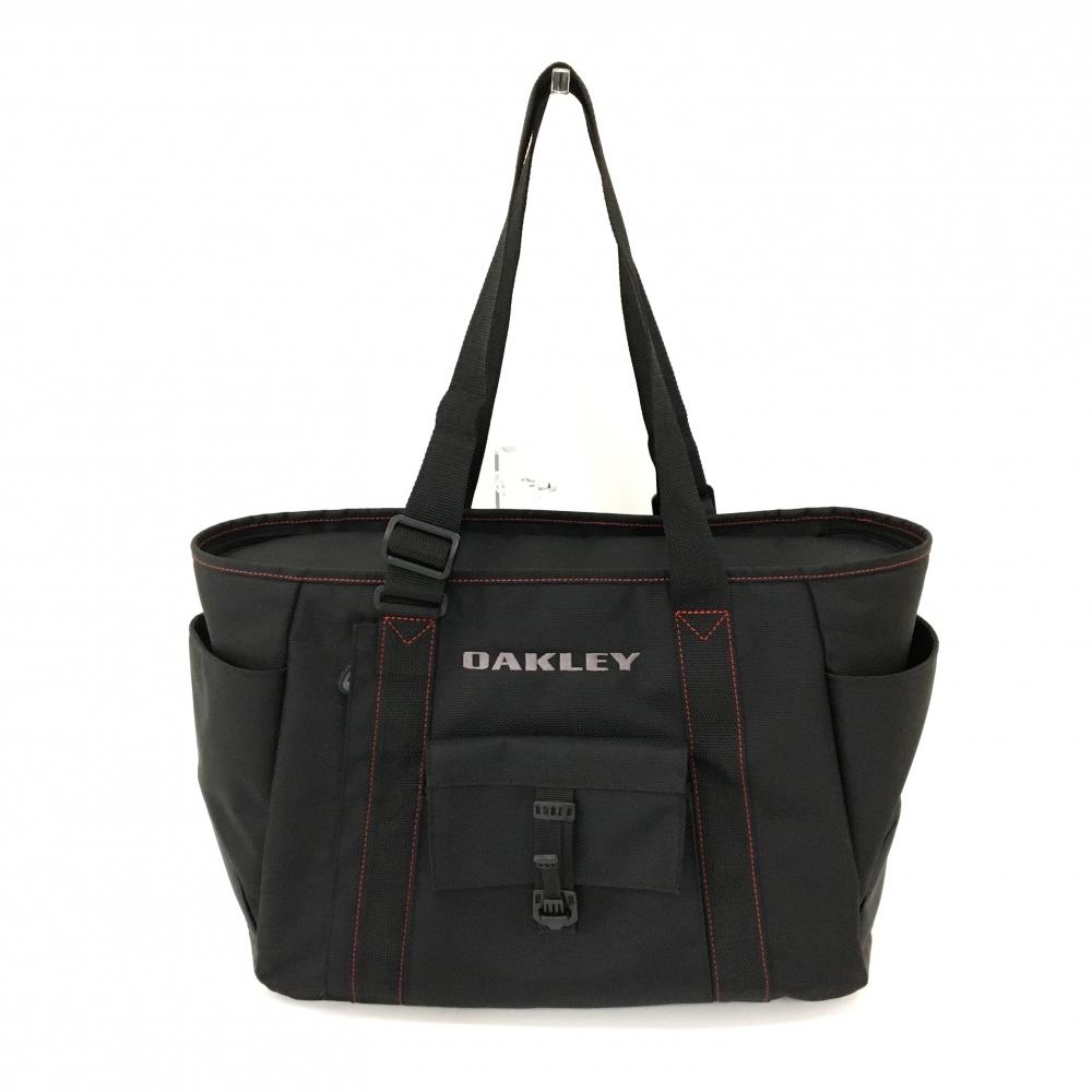 【美品】オークリー ビッグトートバッグ 黒×レッド ロゴ刺しゅう ロッカーバッグゴルフ Oakley