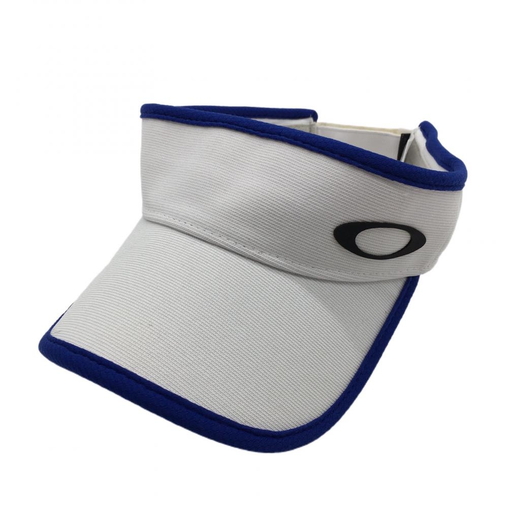 【超美品】オークリー サンバイザー 白×ブルー ロゴシリコンワッペン ゴルフウェア Oakley 画像