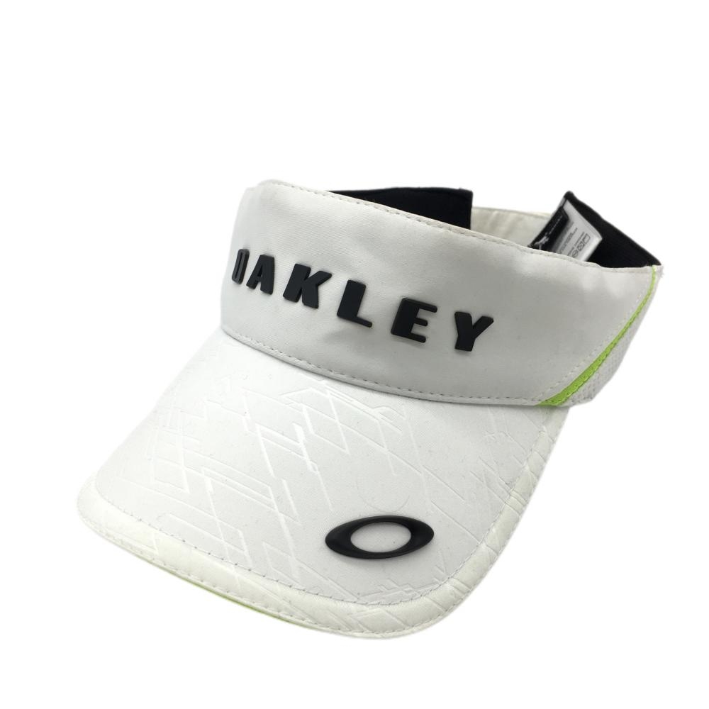 オークリー サンバイザー 白×黒 立体ロゴ  ゴルフウェア Oakley 画像