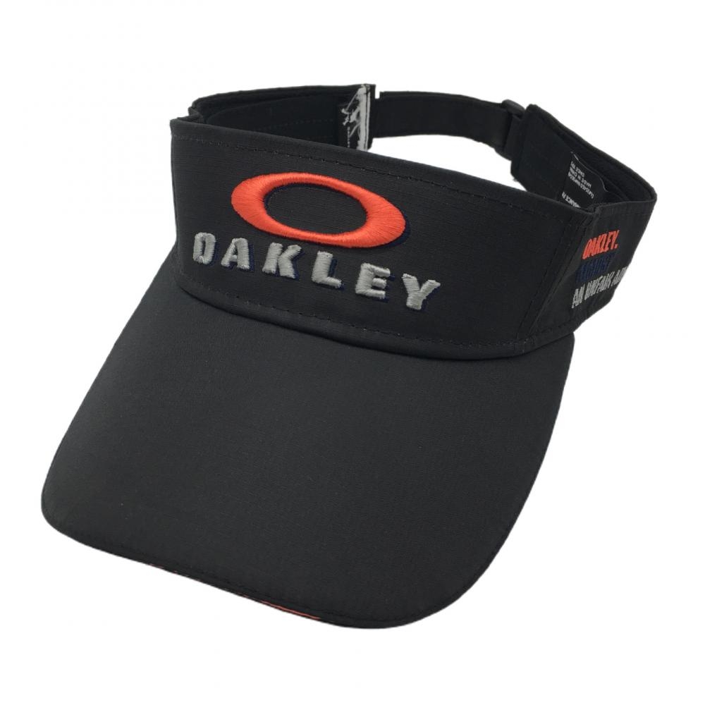 オークリー サンバイザー 黒×オレンジ 立体ロゴ刺しゅう  ゴルフウェア Oakley 画像