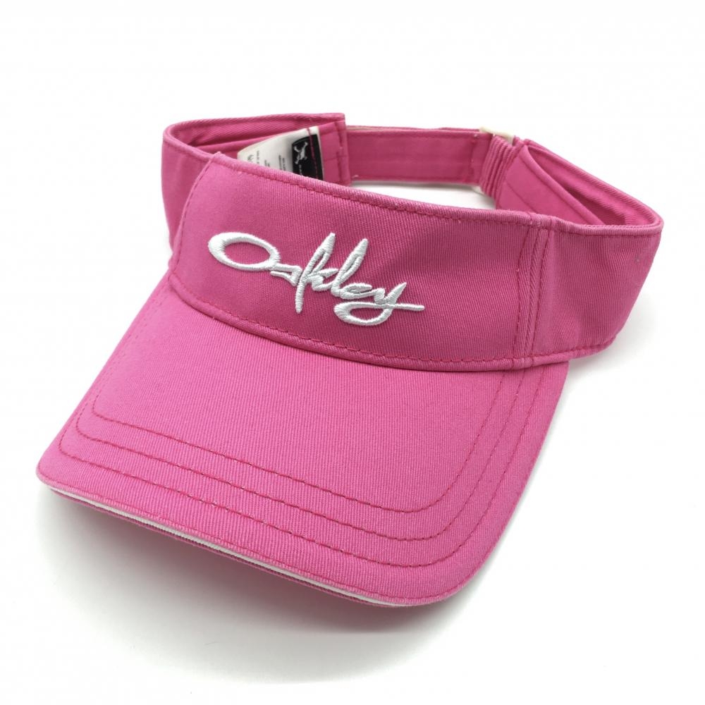 オークリー サンバイザー ピンク×白 立体ロゴ刺しゅう  ゴルフウェア Oakley 画像
