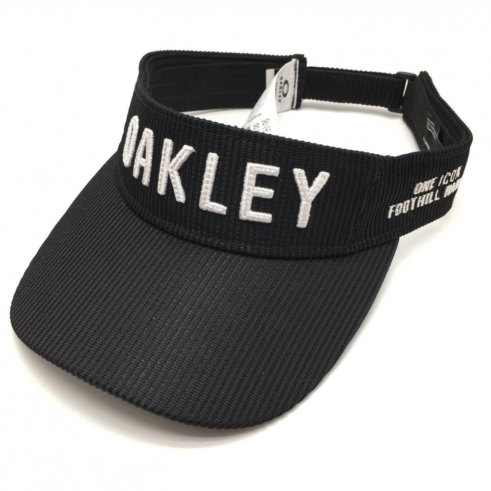 【超美品】オークリー サンバイザー 黒×白 立体ロゴ刺しゅう  ゴルフウェア Oakley