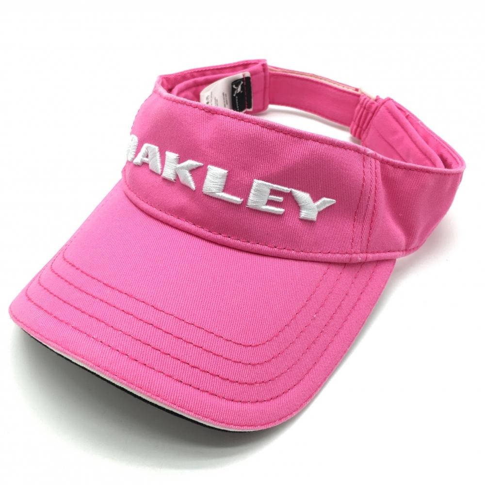 オークリー サンバイザー ピンク×白 コットン100％ 立体ロゴ刺しゅう   ゴルフウェア Oakley