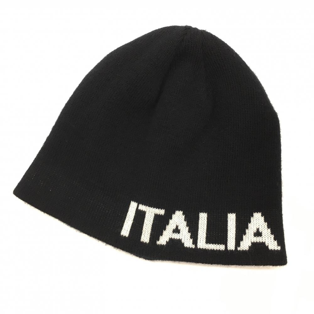 【美品】カッパ ニット帽 黒×白 シンプル ITALIA フリーサイズ ゴルフウェア Kappa 画像