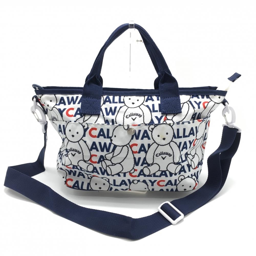 キャロウェイ 2WAYカートバッグ 白×ネイビー ベア総柄 ショルダーストラップ ゴルフ Callaway