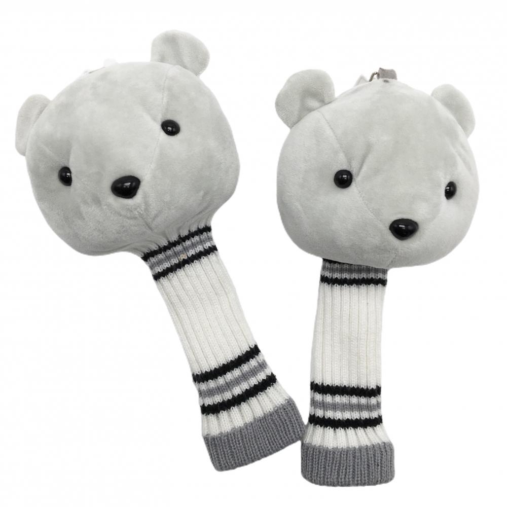 【美品】キャロウェイ ヘッドカバー2点セット(FW)　ライトグレー×白 ぬいぐるみゴルフ Callaway