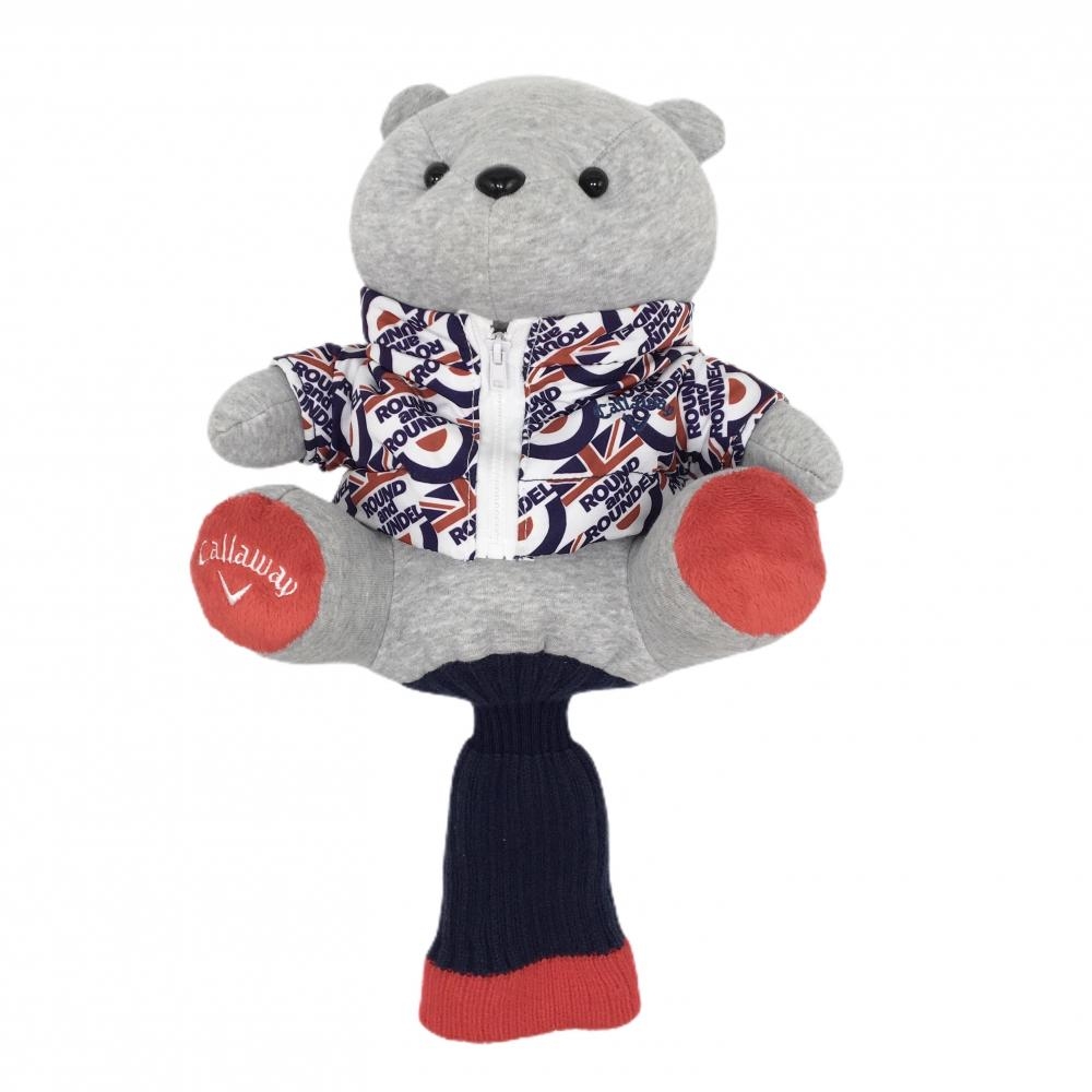 【美品】キャロウェイ ヘッドカバー(DR) 杢グレー×レッド クマ ぬいぐるみ ドライバー  ゴルフ Callaway