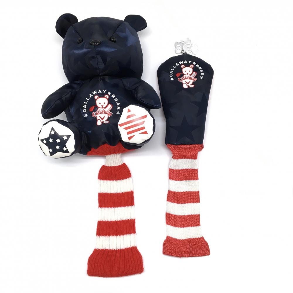 【新品】キャロウェイ ヘッドカバー2点セット(DR×FW) ネイビー×白×レッド 迷彩風 カモフラ ベア ぬいぐるみ ゴルフ 限定品 Callaway