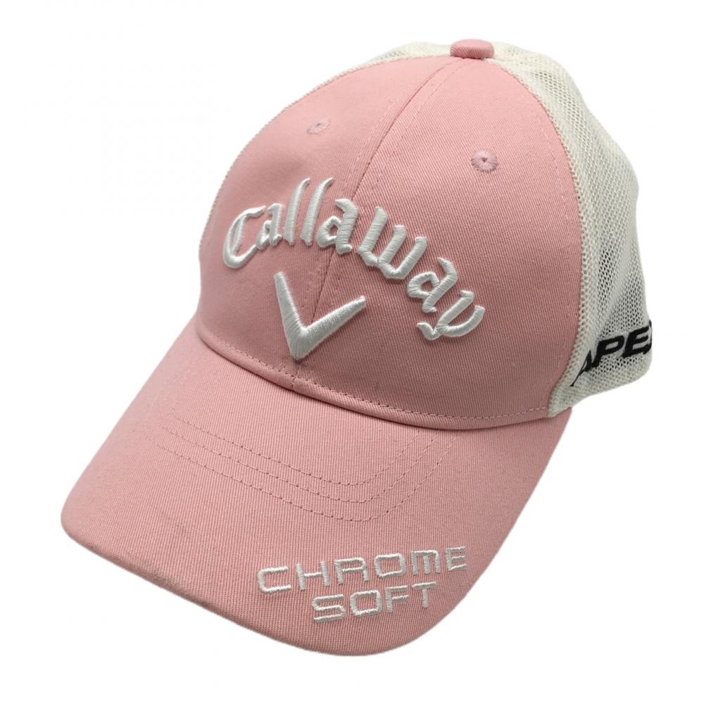 キャロウェイ メッシュキャップ ピンク×白 ロゴ刺しゅう  FR ゴルフウェア 2022年モデル Callaway 画像