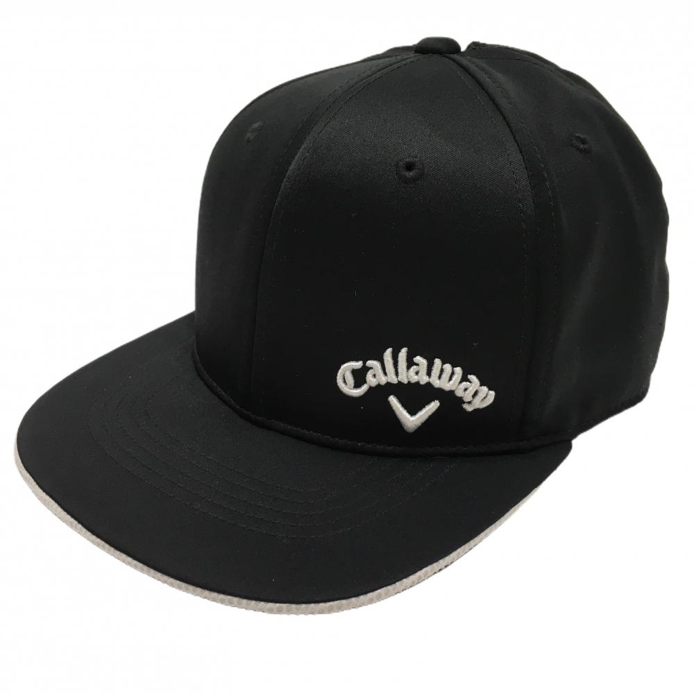 【超美品】キャロウェイ フラットキャップ 黒×白 ロゴ刺しゅう FR  ゴルフウェア Callaway