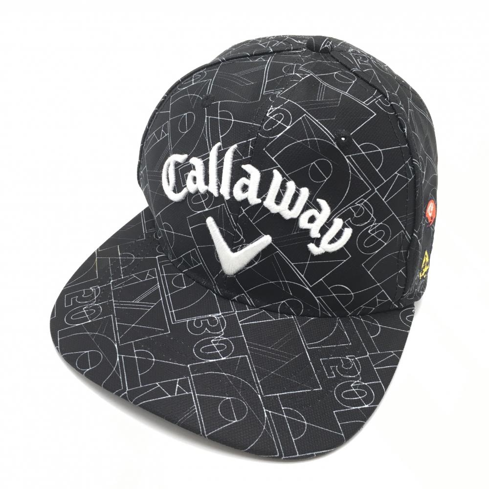キャロウェイ フラットキャップ 黒×白 総柄 FR  ゴルフウェア Callaway