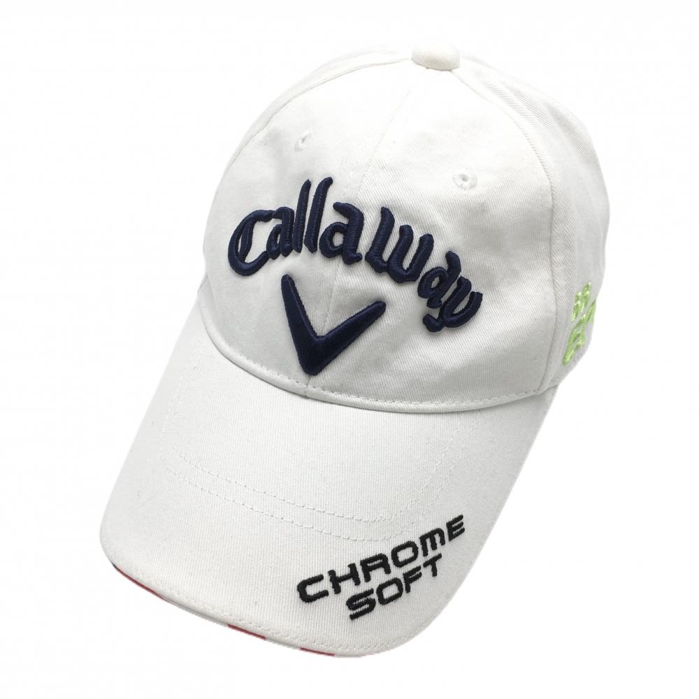 キャロウェイ キャップ 白×ネイビー つば淵星条旗柄 立体ロゴ コットン100％ FR  ゴルフウェア Callaway