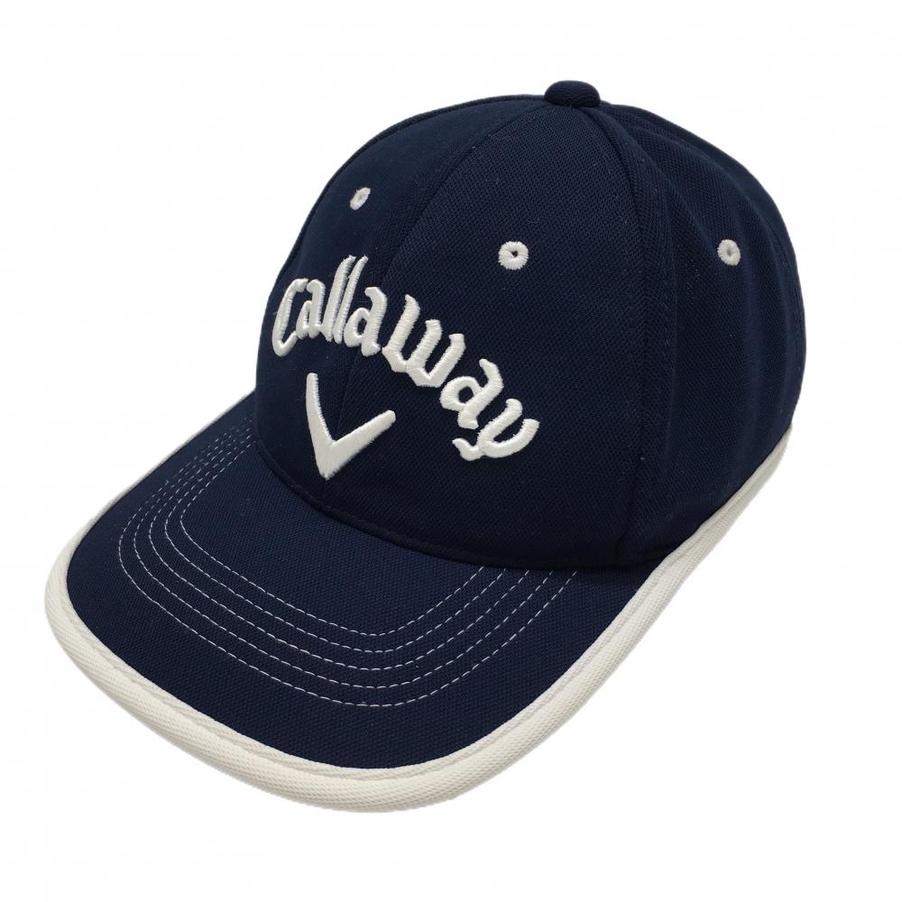 【美品】キャロウェイ キャップ ネイビー×白 ロゴ刺しゅう  FR  ゴルフウェア Callaway