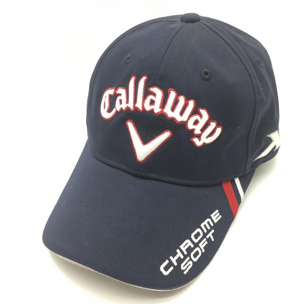 【超美品】キャロウェイ キャップ ネイビー×白 立体ロゴ刺しゅう FR  ゴルフウェア Callaway