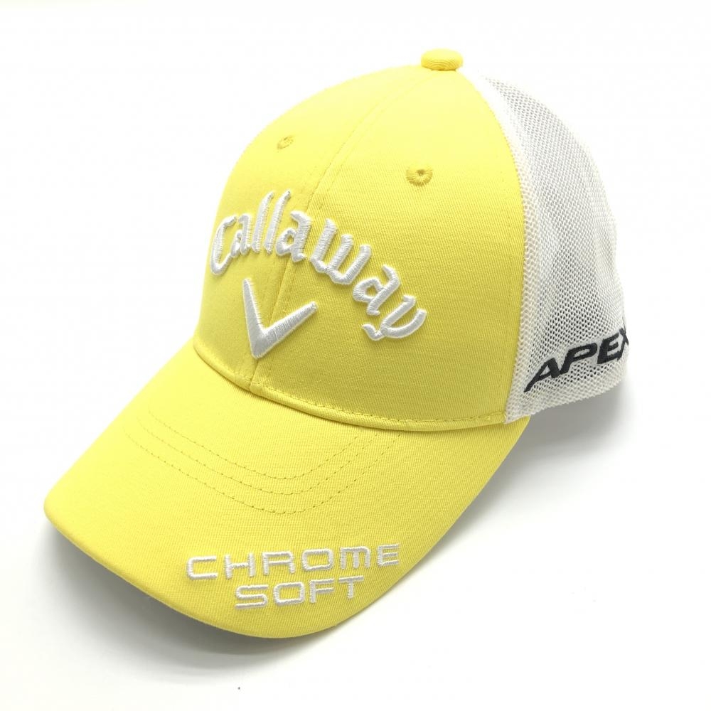 【超美品】キャロウェイ×ODYSSEY メッシュキャップ イエロー×白 立体ロゴ刺しゅう FR  ゴルフウェア Callaway