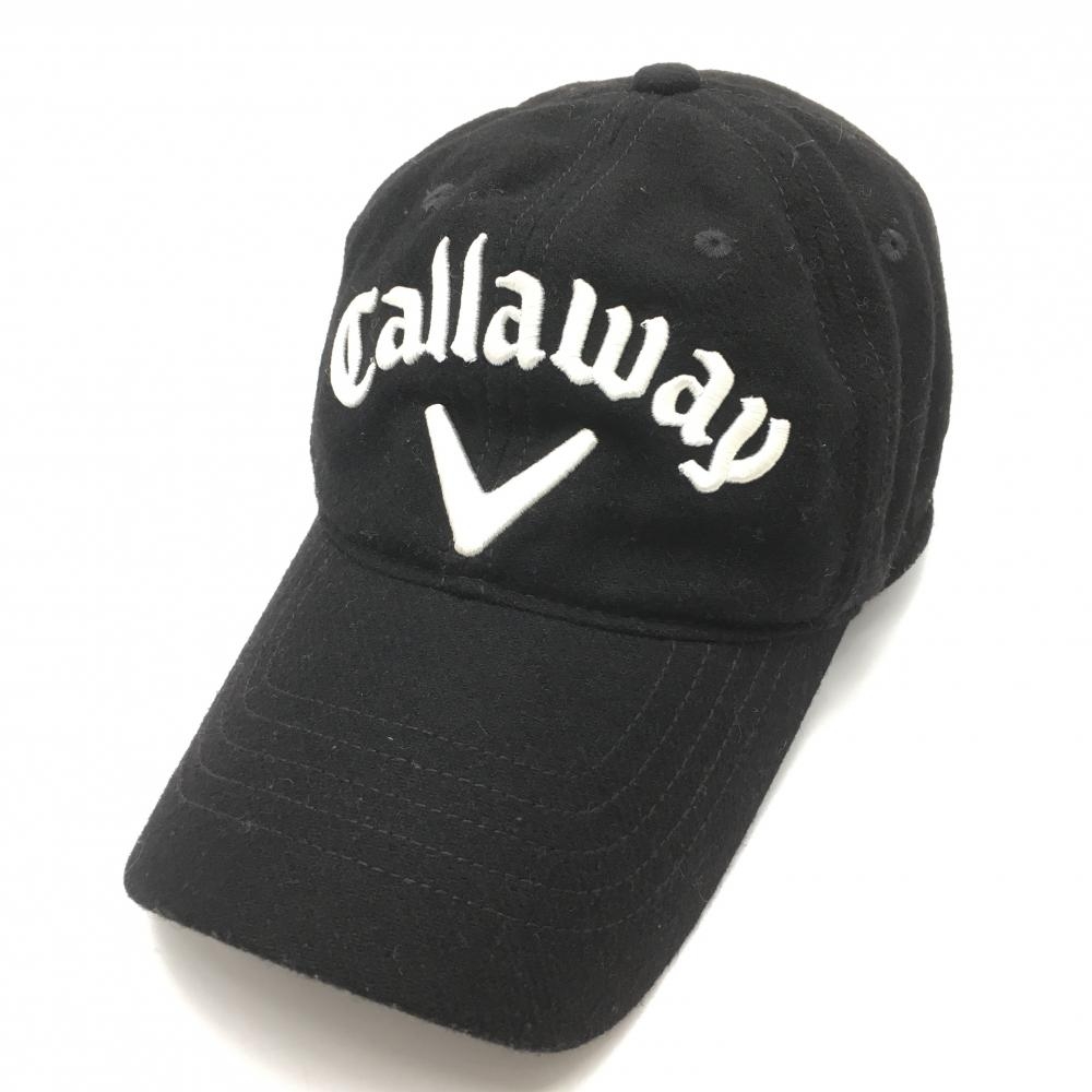 キャロウェイ キャップ 黒×白 ウール混 立体ロゴ  フリーサイズ(57-59cm)  ゴルフウェア Callaway
