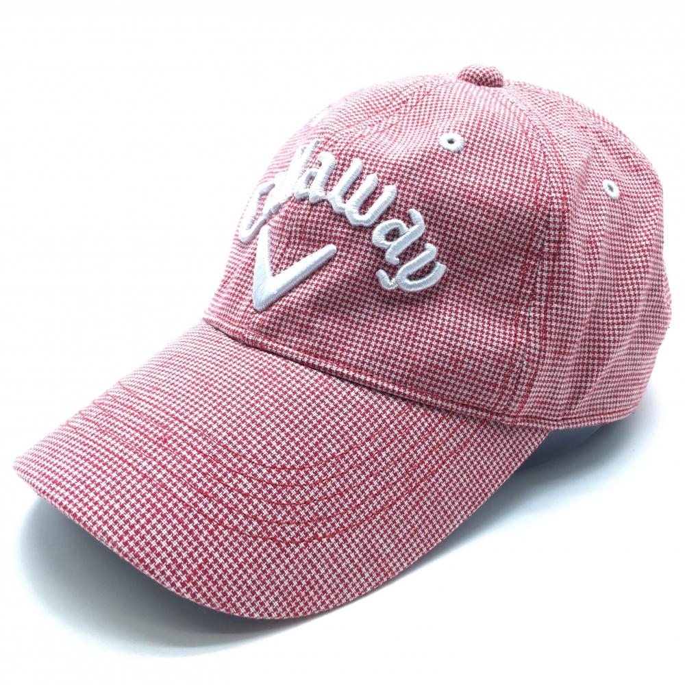 【超美品】キャロウェイ キャップ レッド×白 織生地 ロゴ白 FR  ゴルフウェア Callaway