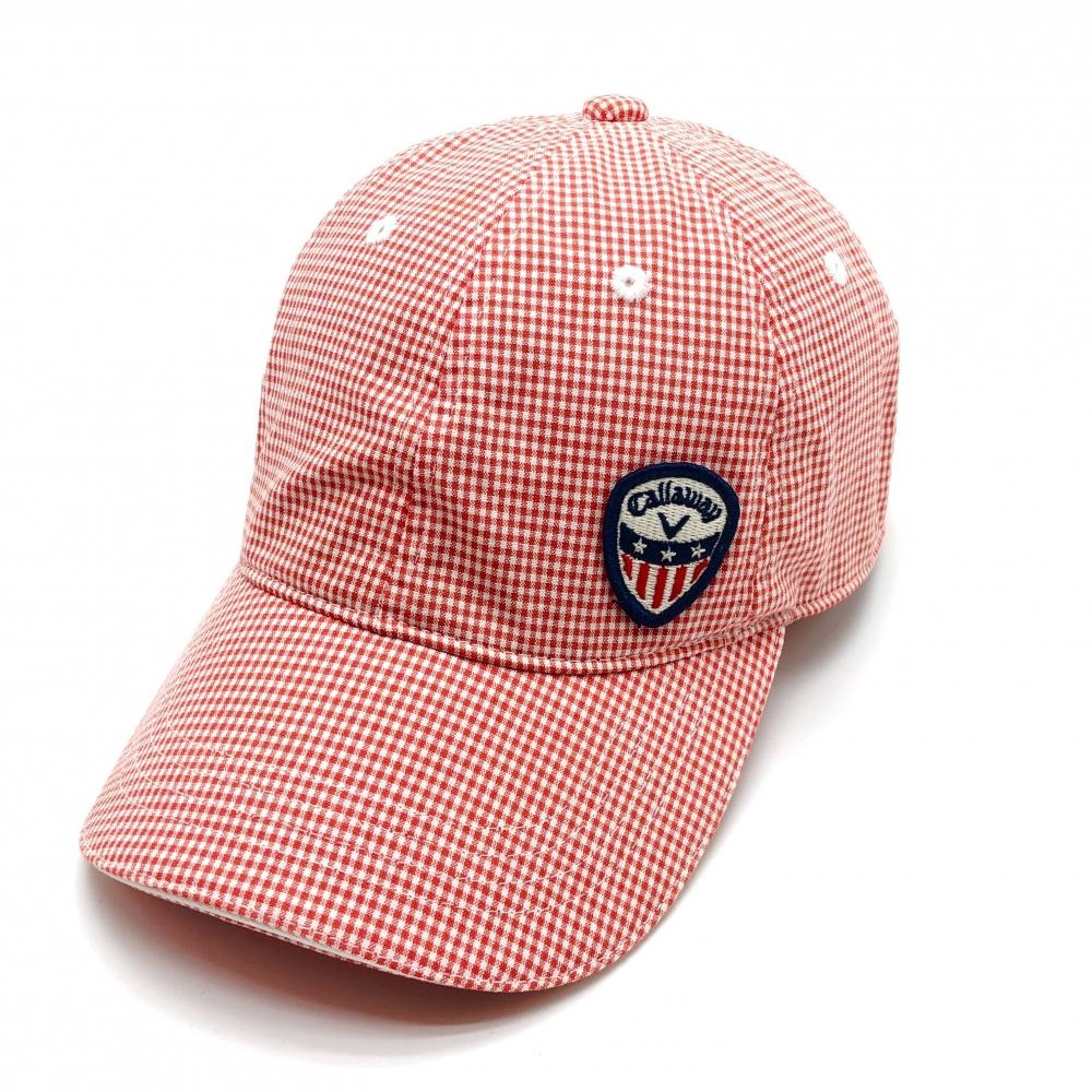 【美品】キャロウェイ キャップ レッド×白 チェック FR  ゴルフウェア Callaway