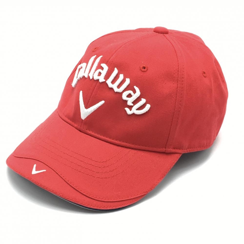 キャロウェイ キャップ レッド×白 立体ロゴ刺しゅう フリー  ゴルフウェア Callaway