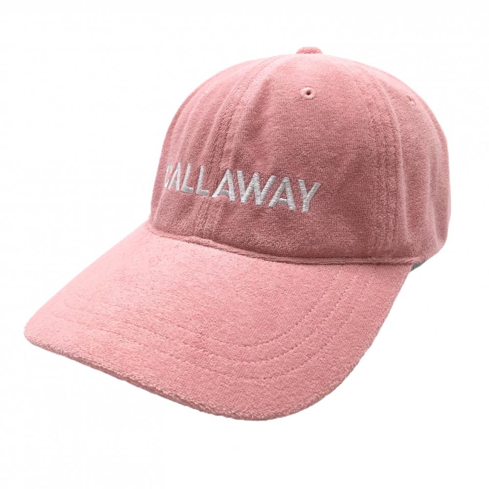 【超美品】キャロウェイ キャップ ピンク×白 パイル地 ロゴ刺しゅう FR  ゴルフウェア Callaway