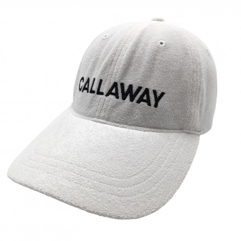 【美品】キャロウェイ キャップ 白×黒 パイル地 ロゴ刺しゅう  FR  ゴルフウェア Callaway