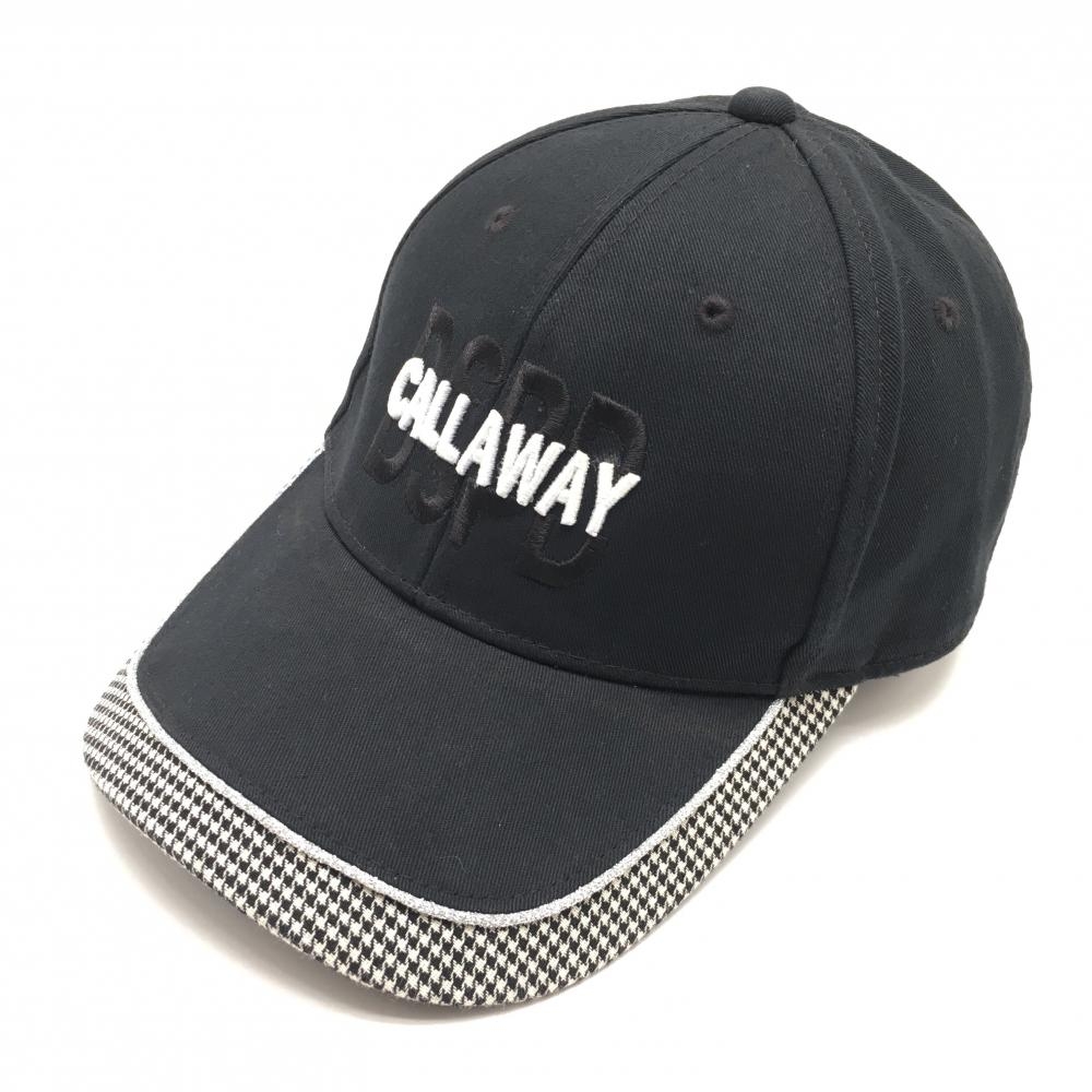 キャロウェイ キャップ 黒×白 つば縁千鳥格子  FR   ゴルフウェア Callaway