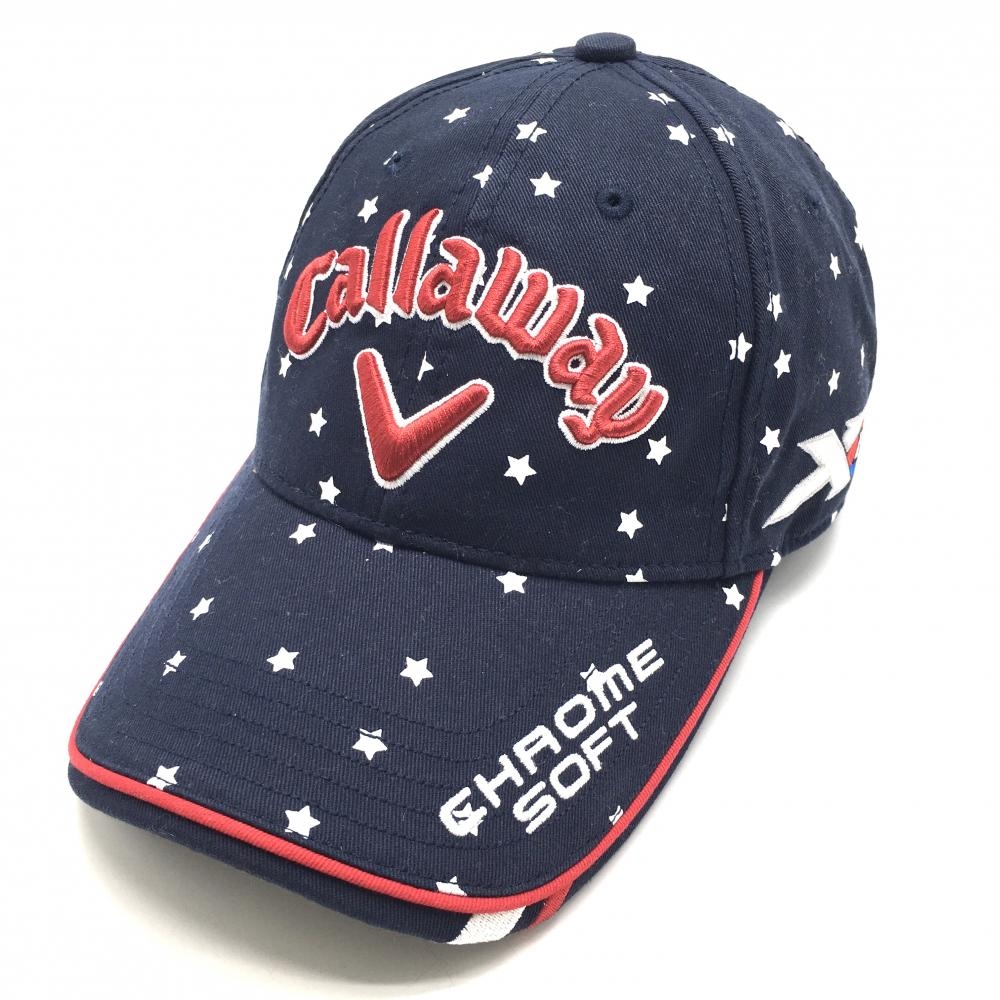 【未使用品】キャロウェイ キャップ ネイビー×白 星柄 ロゴ刺しゅう フリー(57-59cm)   ゴルフウェア Callaway