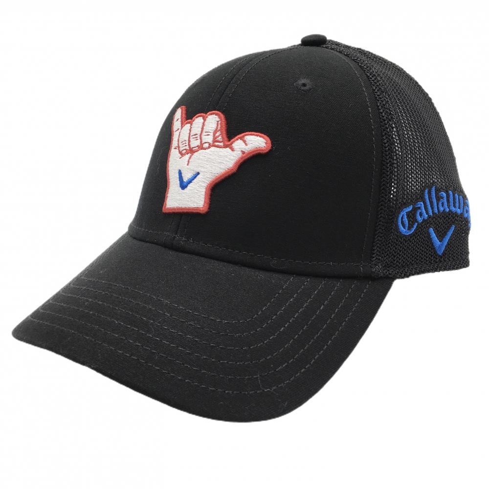 【超美品】キャロウェイ メッシュキャップ 黒×白 ロゴ刺しゅう   ゴルフウェア Callaway