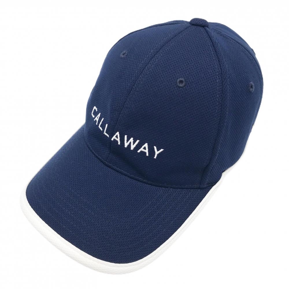 【美品】キャロウェイ キャップ ネイビー×白 ロゴ刺しゅう パイピング FR   ゴルフウェア Callaway