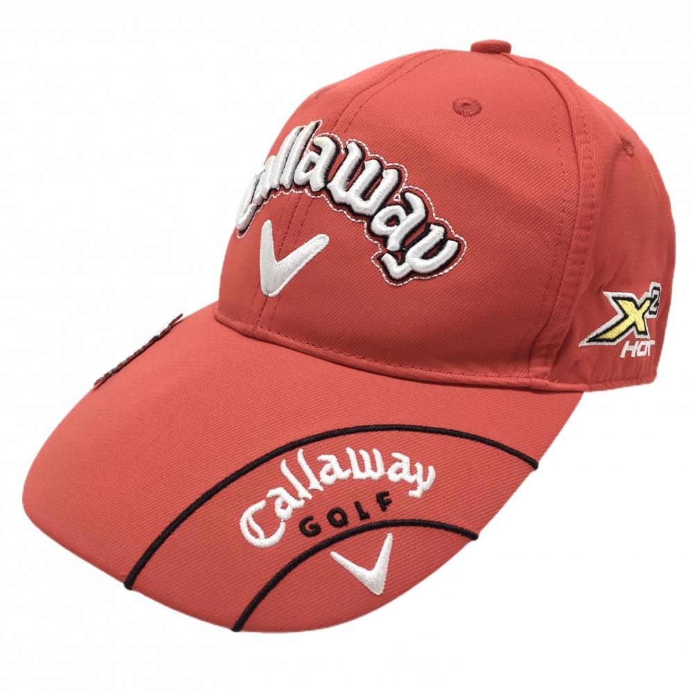 キャロウェイ キャップ レッド×白 サイドポケット 立体ロゴ   ゴルフウェア Callaway
