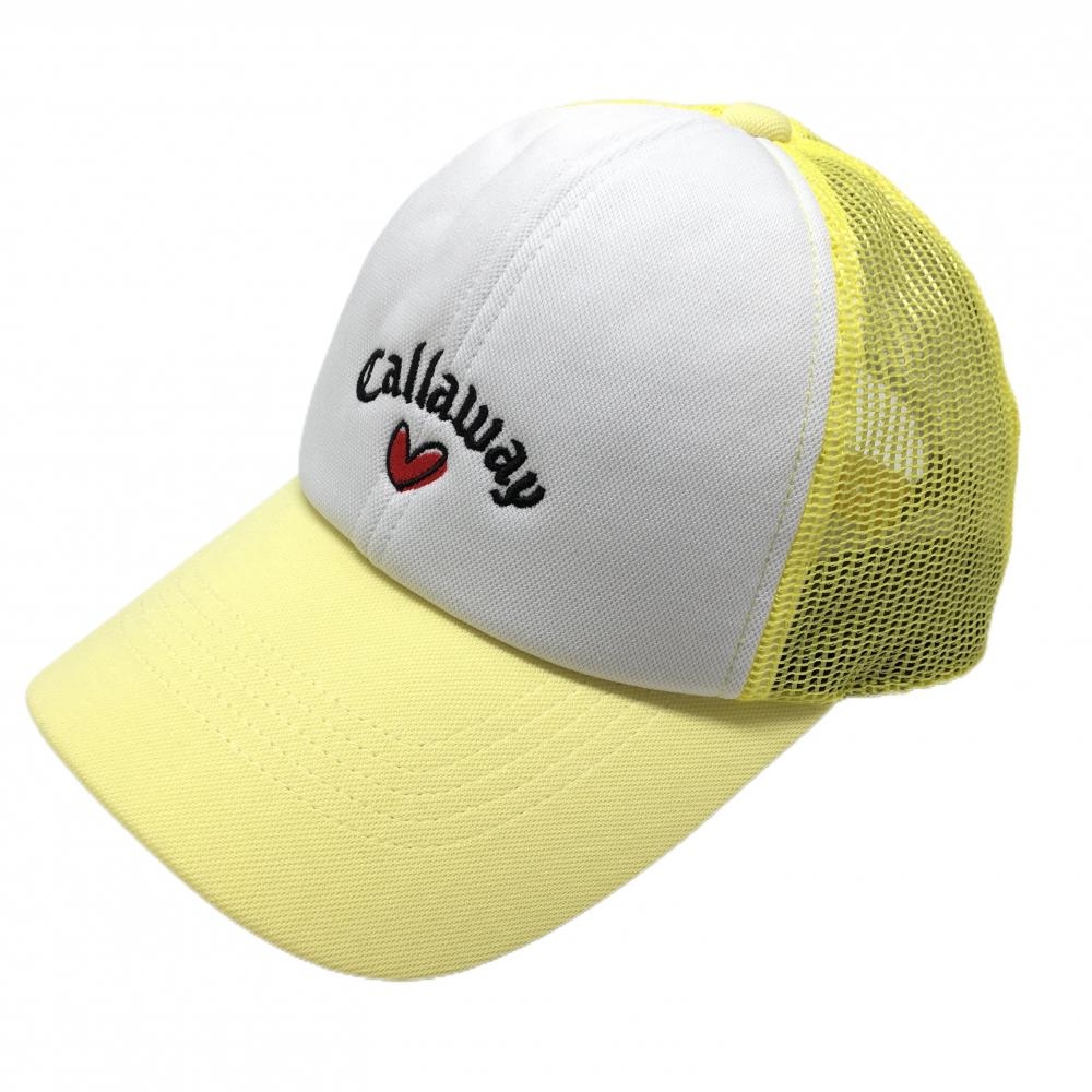 【超美品】キャロウェイ メッシュキャップ イエロー×白 ハート  FR   ゴルフウェア 2025年モデル Callaway