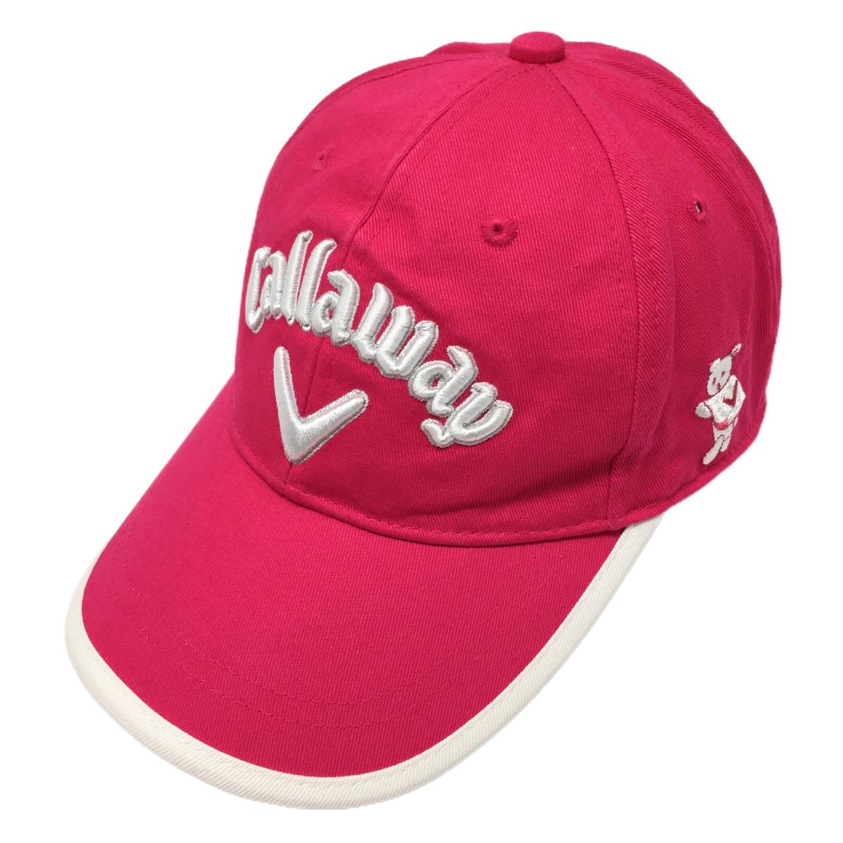 【美品】キャロウェイ キャップ ピンク×白 ロゴ刺しゅう FR   ゴルフウェア Callaway