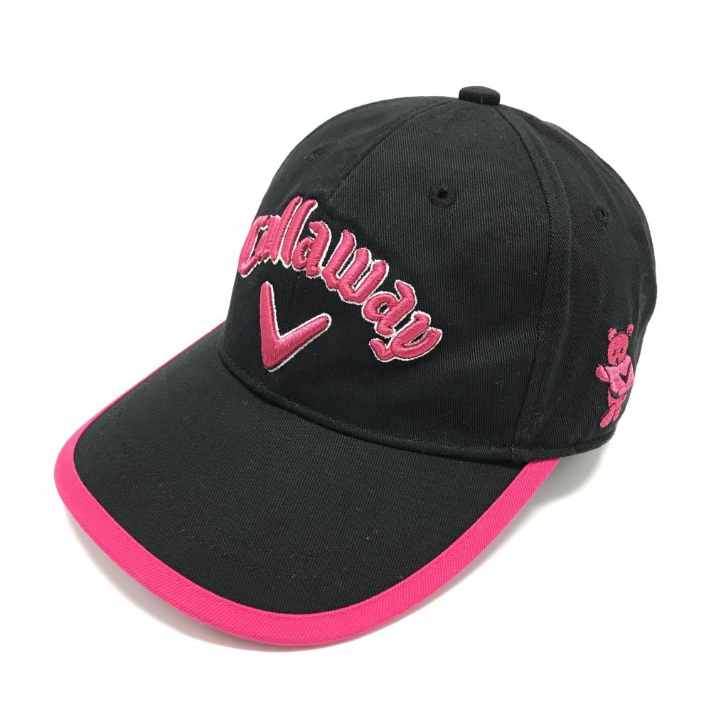 【美品】キャロウェイ キャップ 黒×ピンク ロゴ刺しゅう FR   ゴルフウェア Callaway