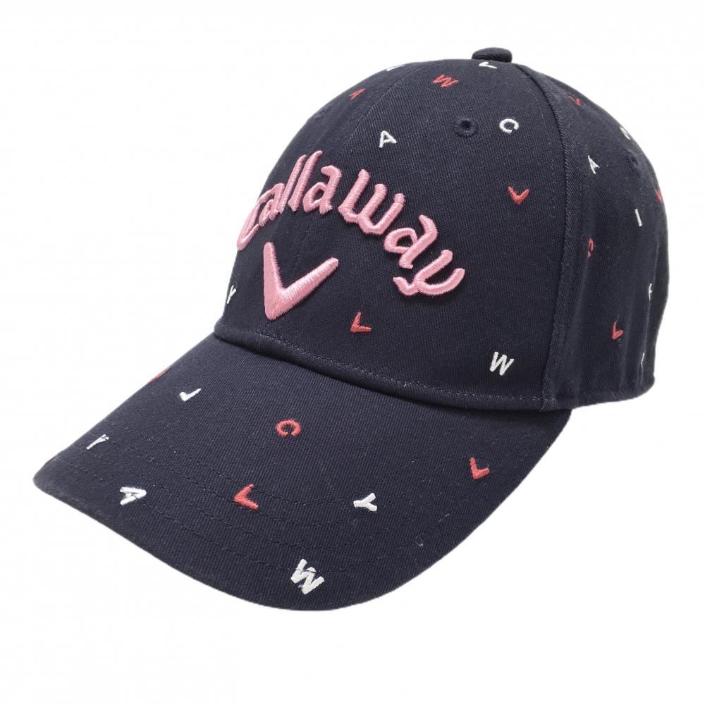 キャロウェイ キャップ ネイビー×ピンク ロゴ総柄 立体ロゴ刺しゅう FR   ゴルフウェア Callaway