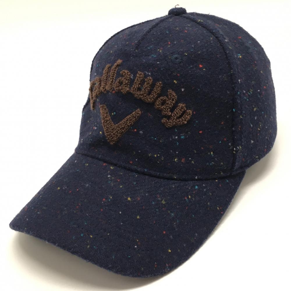 キャロウェイ キャップ 杢ネイビー×ブラウン 表微起毛 ロゴ刺しゅう  FR   ゴルフウェア Callaway