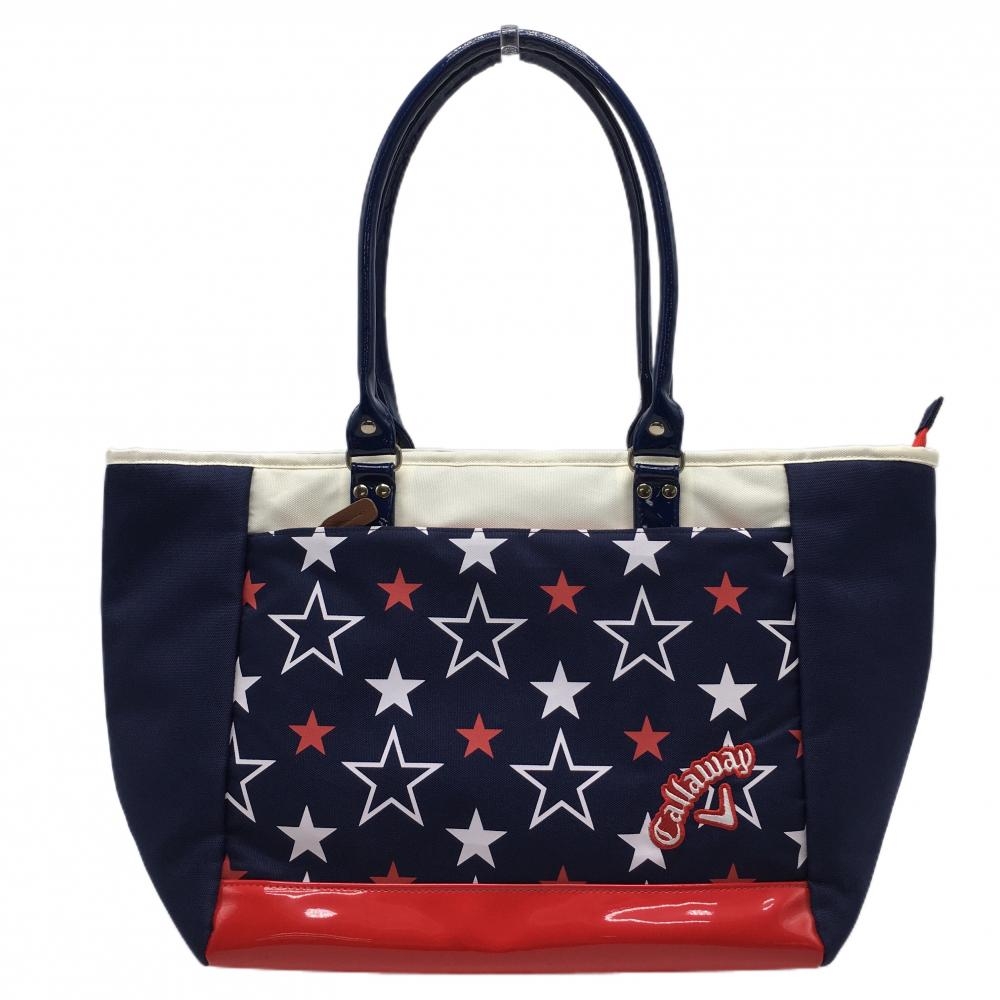 【美品】キャロウェイ ビックトートバッグ ネイビー×レッド×白 前面星柄 ロッカーバッグ ゴルフ Callaway