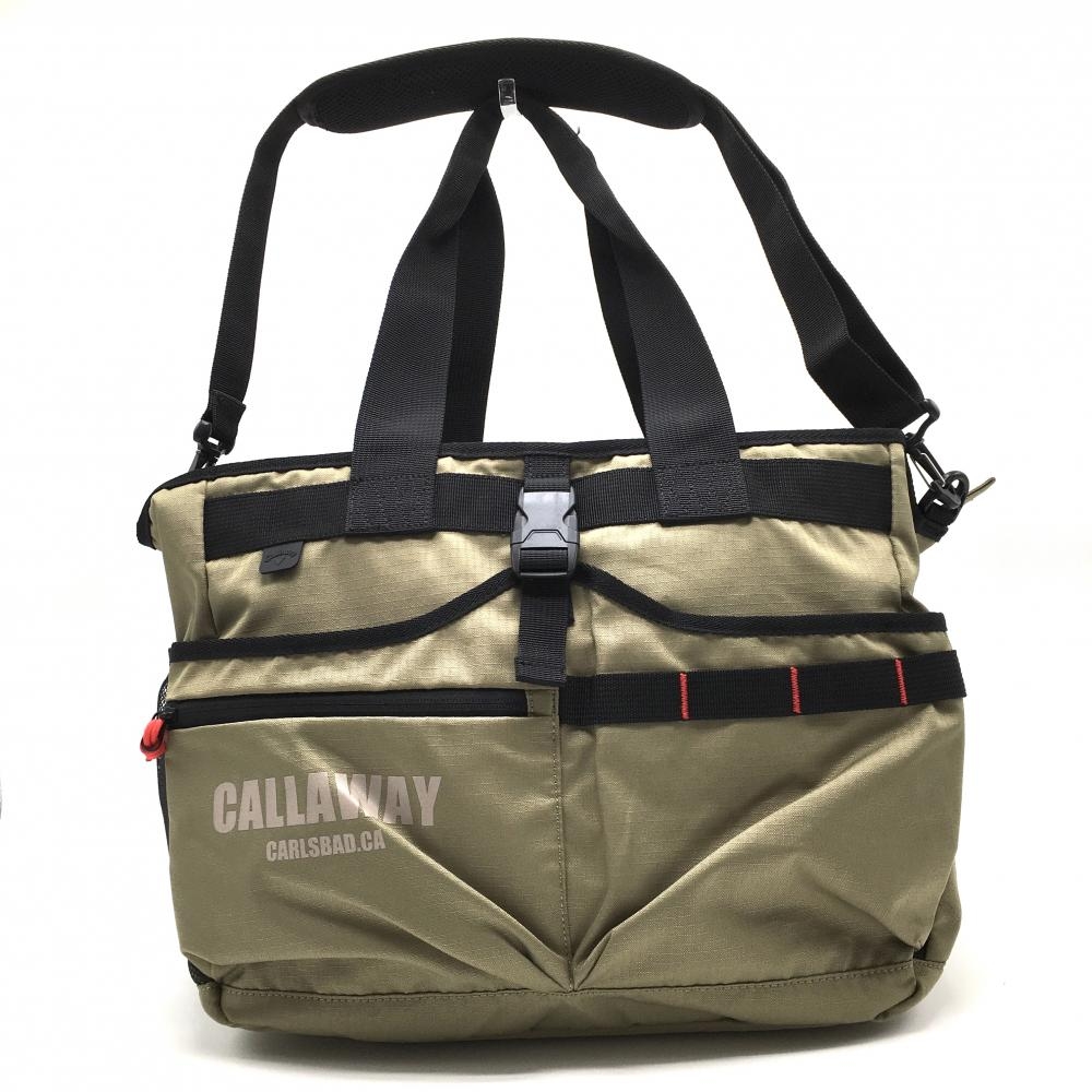 【超美品】キャロウェイ　2WAYボストンバッグ　カーキ×黒 ショルダーストラップ付 シューズ収納 ゴルフ Callaway
