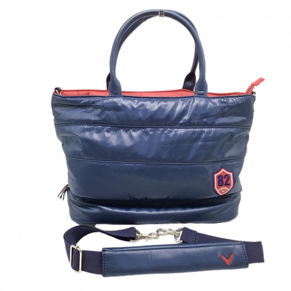 【美品】キャロウェイ 2層式トートバッグ ネイビー 内ポケット ショルダーストラップ付 ゴルフ Callaway