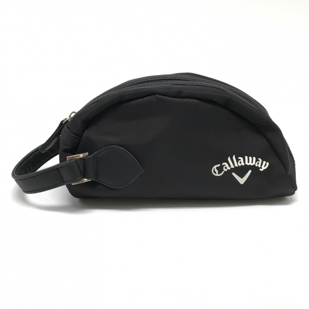 【超美品】キャロウェイ ポーチ 黒×白 ロゴプリント ゴルフ Callaway