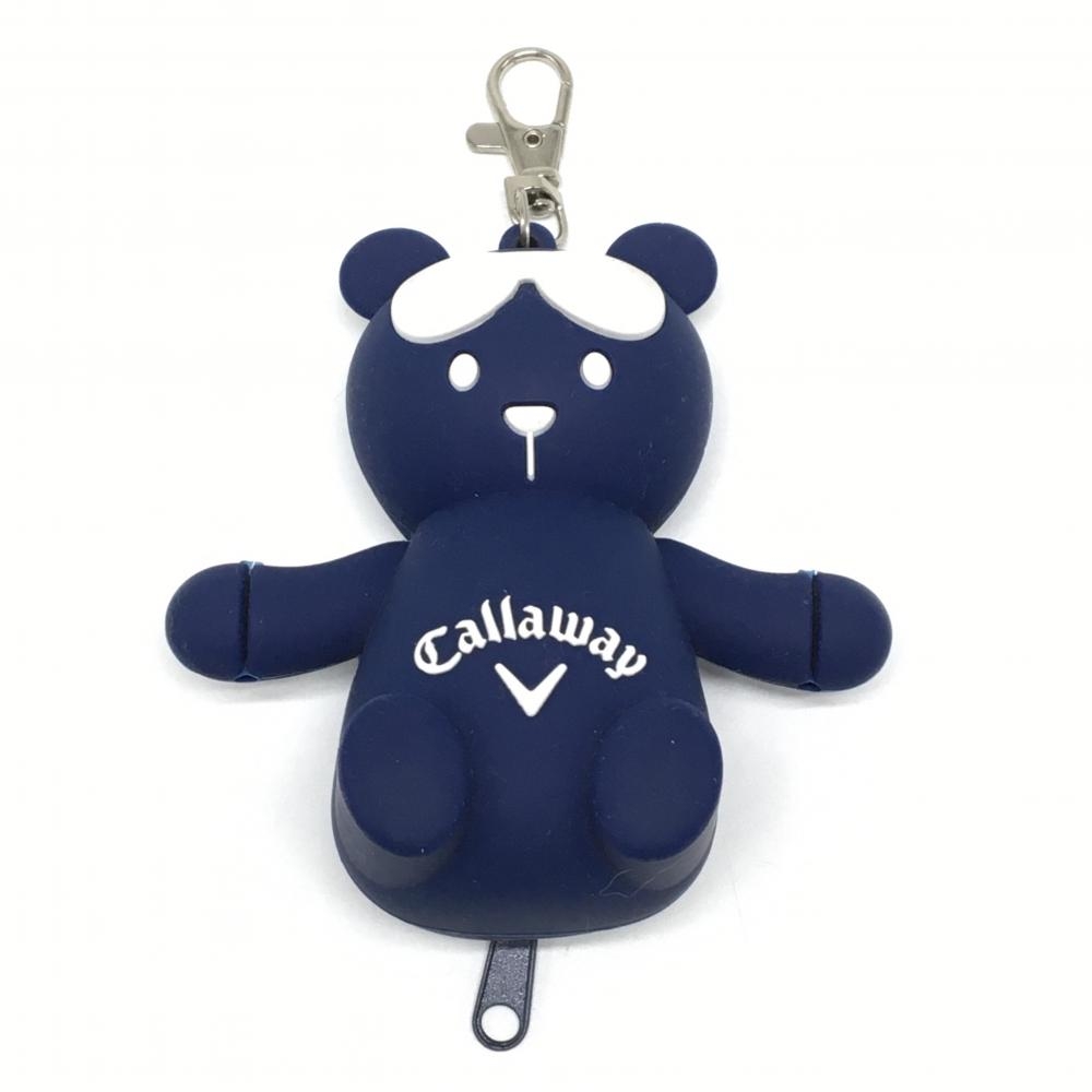 【美品】キャロウェイ ボールケース ネイビー×白 ベア シリコン カラビナ付  ゴルフ Callaway