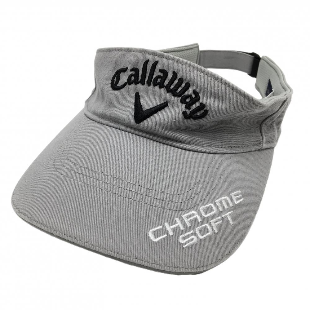 【超美品】キャロウェイ サンバイザー グレー×黒 ロゴ刺しゅう FR  ゴルフウェア Callaway