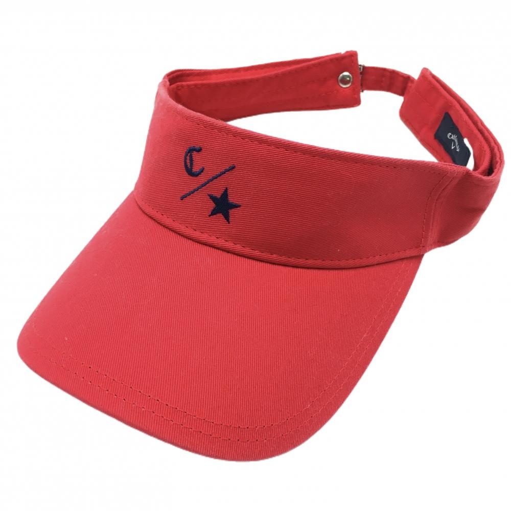 【美品】キャロウェイ サンバイザー レッド×ネイビー 星刺しゅう  FR  ゴルフウェア Callaway
