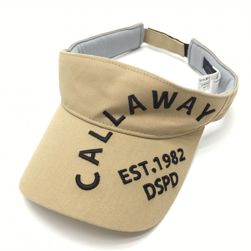 【超美品】キャロウェイ サンバイザー ベージュ×黒 ロゴ刺しゅう FR  ゴルフウェア 2024年モデル Callaway