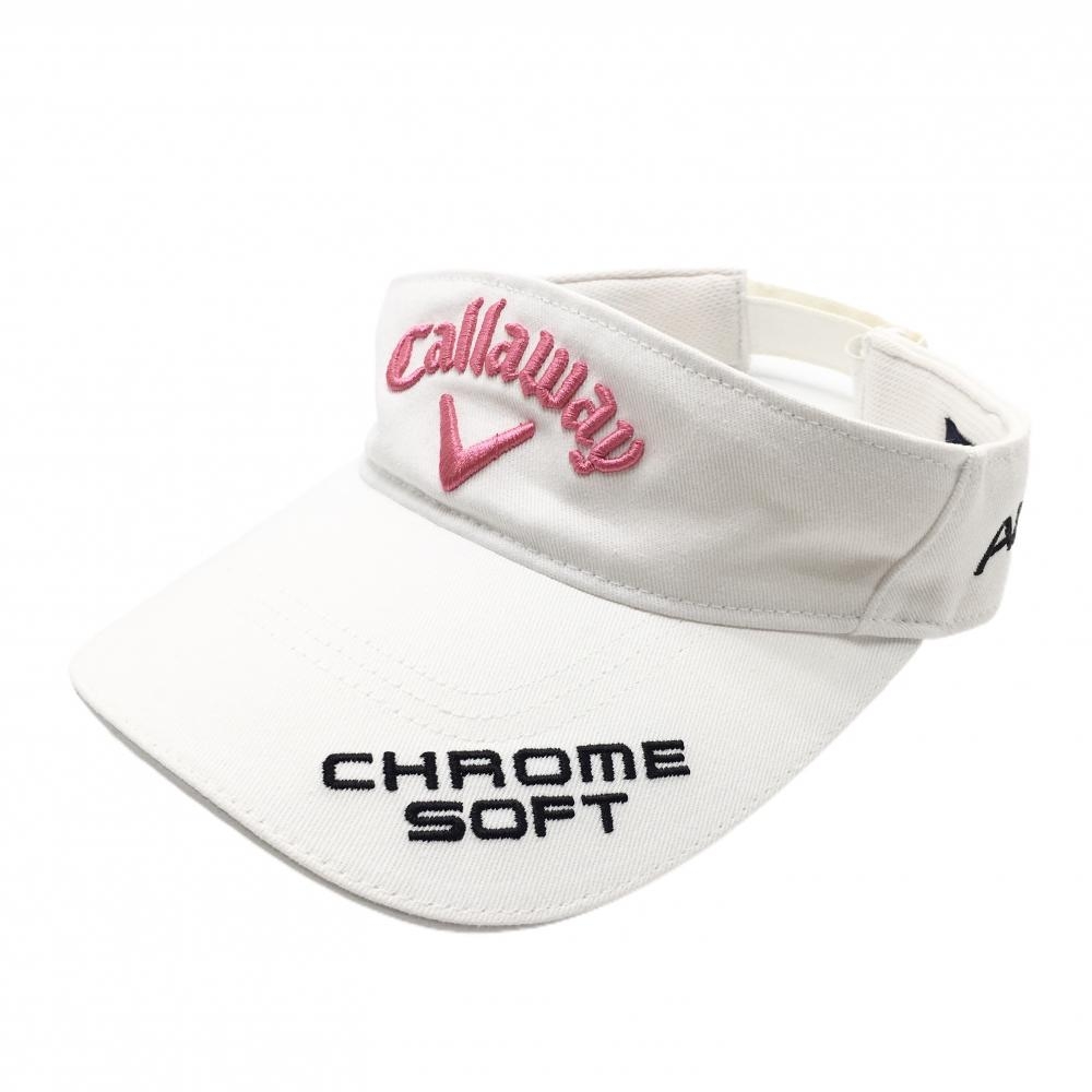 キャロウェイ サンバイザー 白×ピンク ロゴ刺しゅう FR  ゴルフウェア Callaway